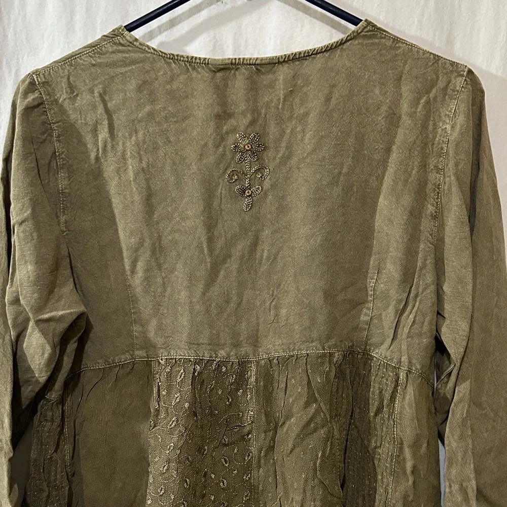 Young Threads Olive Embroidered Women's Top - Picture 5 of 8